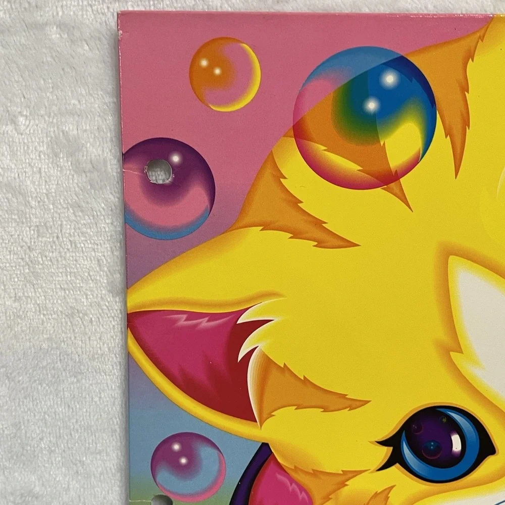 Lisa Frank Purple & Yellow Cuddly Kittens Cats 3 Ring Binder Folder Vintage 90's